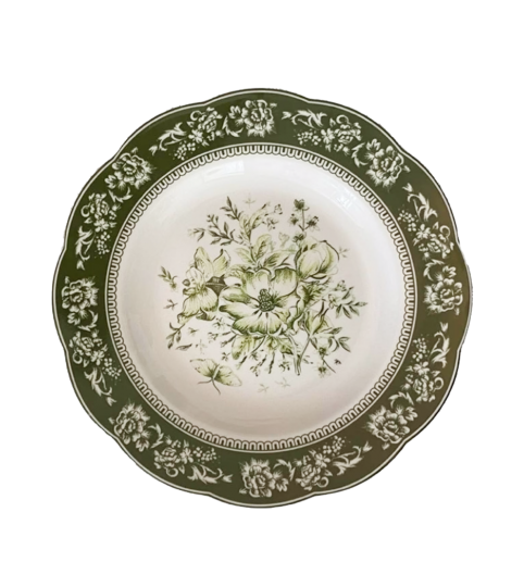 Dinner Plates Dark Green Relief Ceramic