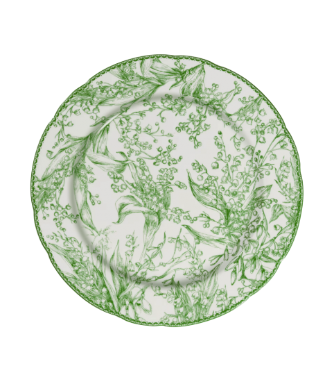 Green Floral Transferware Plate